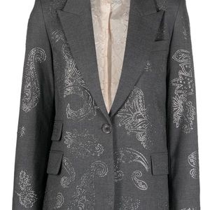 SOLD. Zadig & Voltaire Venus Gray Crystal Paisley Blazer, M